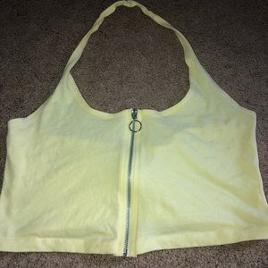 me to we(pacsun) yellow zipper halter